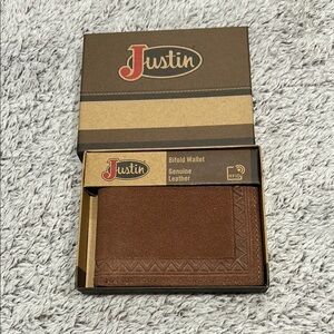 Justin Boots genuine leather BIFOLD WALLET men's new in box